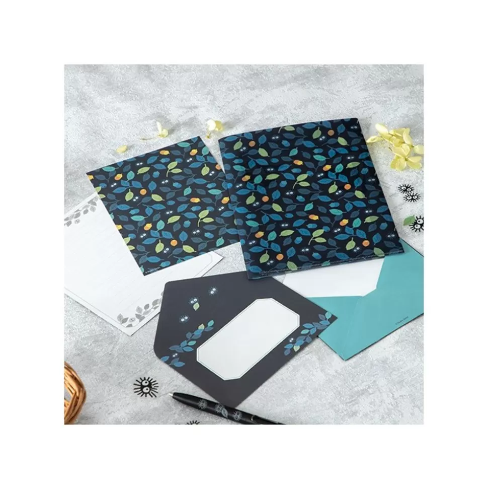 Maison Ghibli Clear Folder & Letter Set Soot Sprites Leaves - My Neighbor Totoro- Postcards And Letter Papers