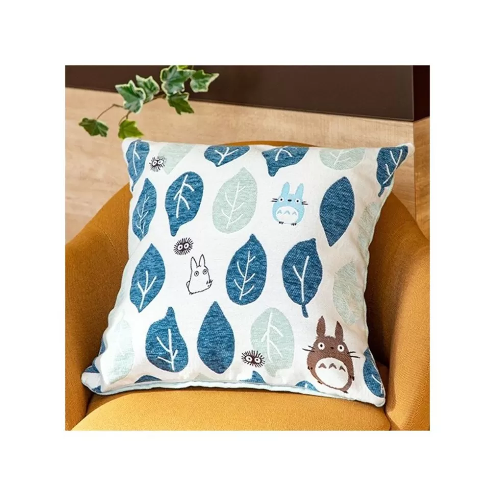 Maison Ghibli Cushion Big Totoro Blue & Green Leaves 45X45 Cm - My Neighbour Totoro- Furniture