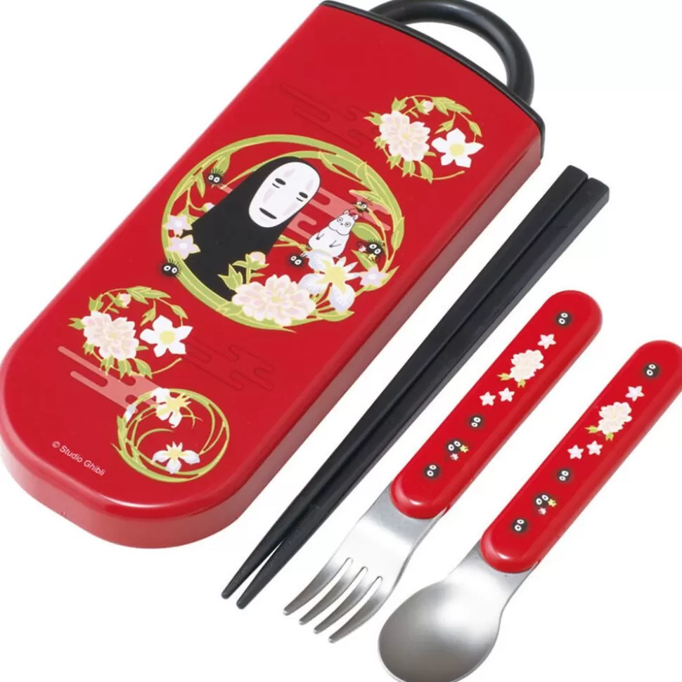 Maison Ghibli Dark Red Set Chopsticks Spoon Fork No Face - Spirited Away- Kitchenware