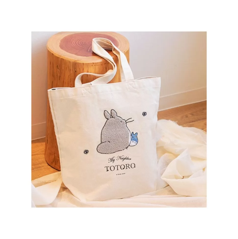Maison Ghibli Embroidery Canvas Tote Bag Walking Away - My Neighbor Totoro- Bags
