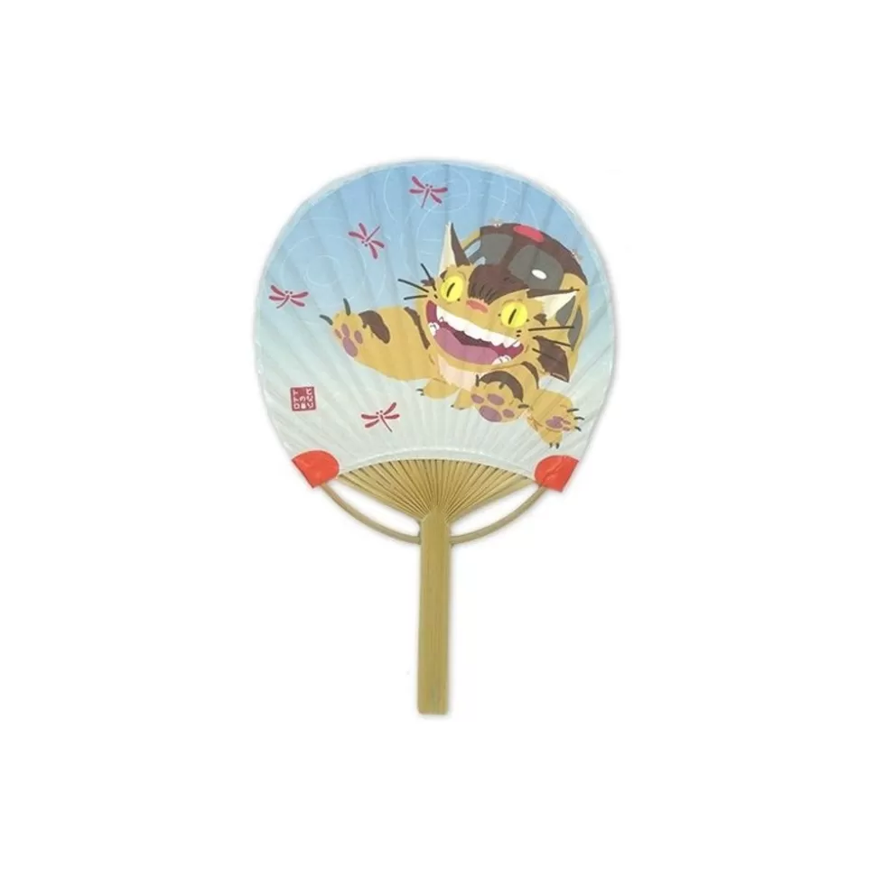 Maison Ghibli Japanese Bamboo Fan Catbus And Dragonfly - My Neighbor Totoro- Accessories