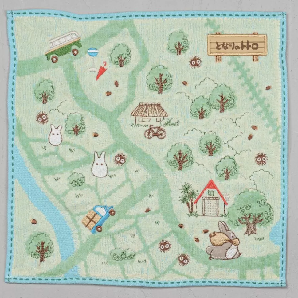 Maison Ghibli Mini Towel Hiking Map 25X25 Cm - My Neighbor Totoro- Household Linen