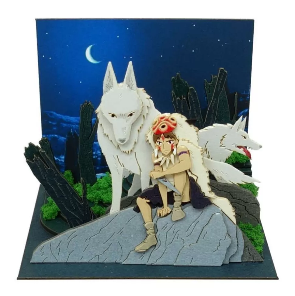 Maison Ghibli Paper Craft San And Moro Under The Moon - Princess Mononoke- Arts And Crafts