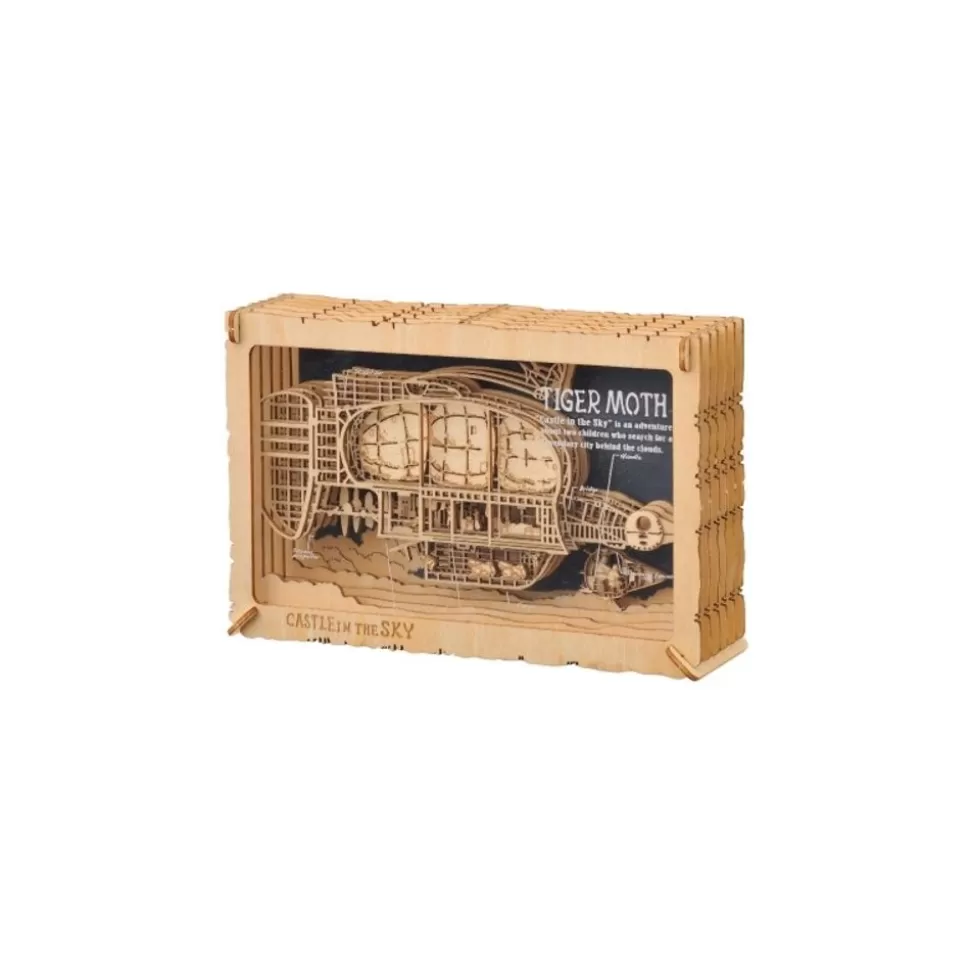 Maison Ghibli Paper Theater Wood Style Tiger Moth - Castle In The Sky- Arts And Crafts