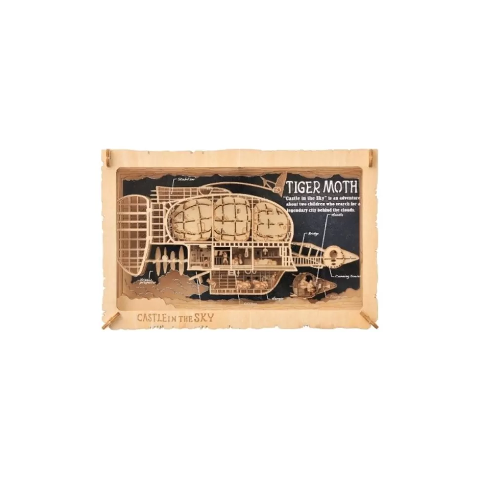 Maison Ghibli Paper Theater Wood Style Tiger Moth - Castle In The Sky- Arts And Crafts