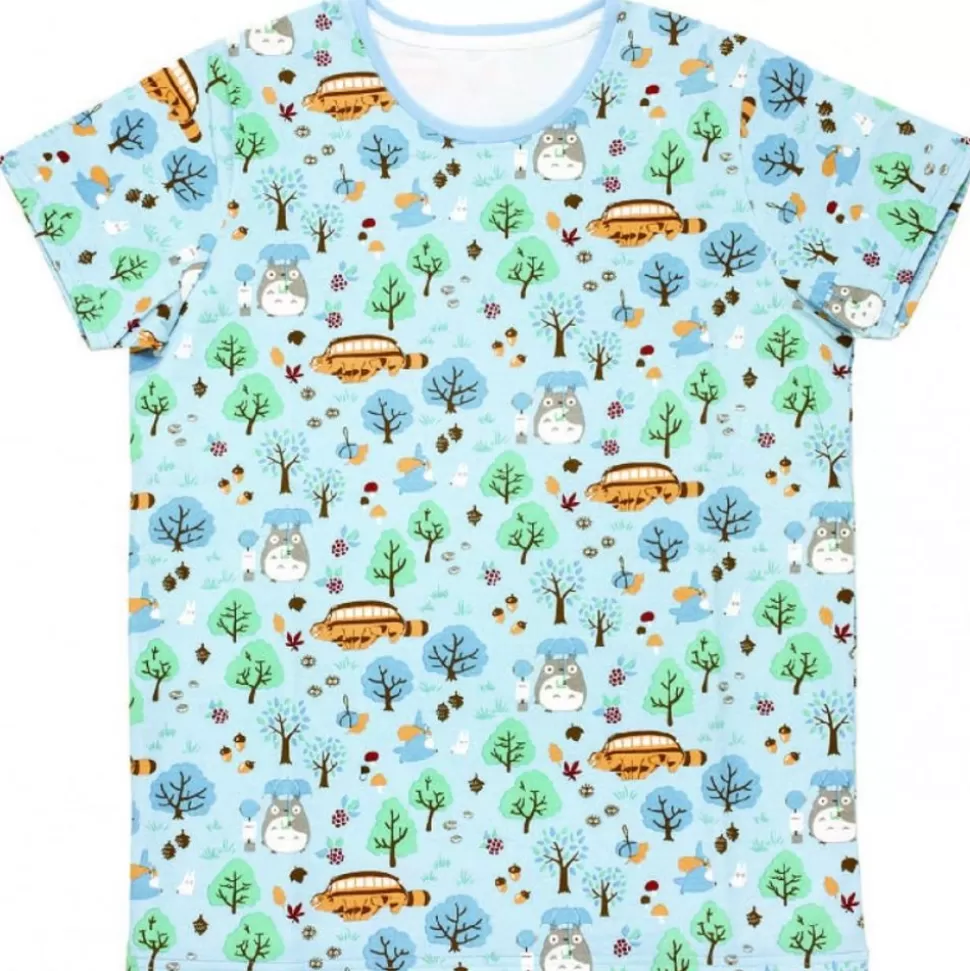 Maison Ghibli Patterned T-Shirts Totoro Forest Light Blue S(Ladies) - My Neighbor Totoro- Outfits