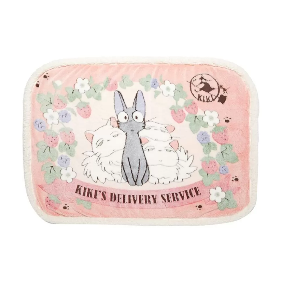 Maison Ghibli Plaid Jiji & Lily With Strawberries 70X100 Cm - Kiki'S Delivery Servi- Household Linen