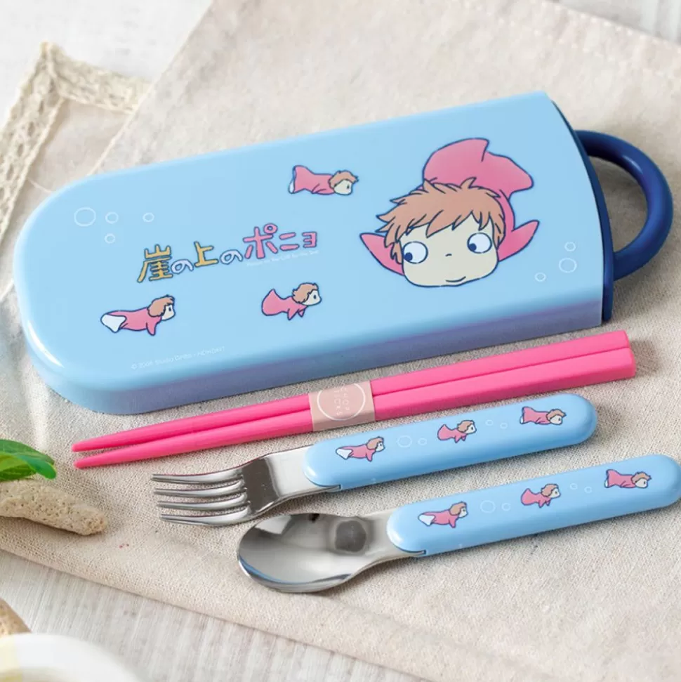 Maison Ghibli Set Chopsticks Spoon Fork Ponyo In The Ocean - Ponyo On The Cliff- Kitchenware