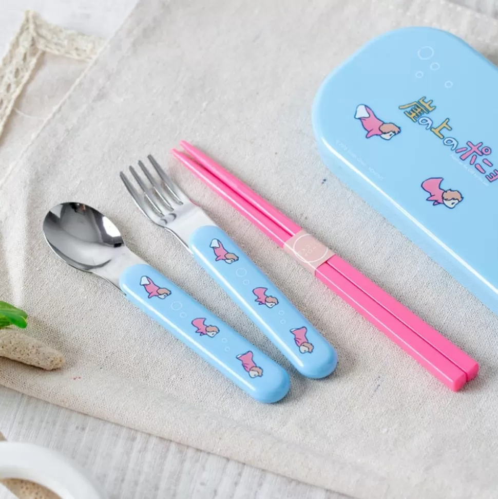 Maison Ghibli Set Chopsticks Spoon Fork Ponyo In The Ocean - Ponyo On The Cliff- Kitchenware