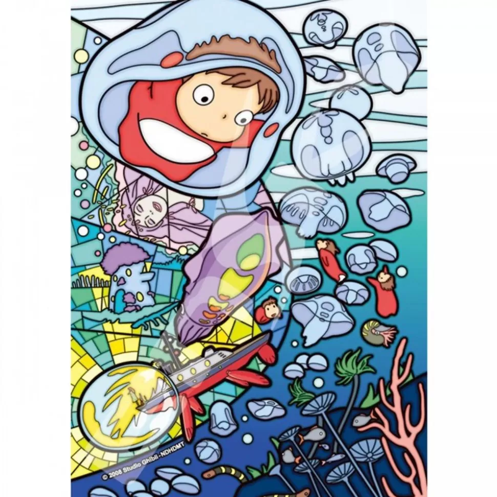 Maison Ghibli Stained Glass Puzzle 126P Ponyo Under The Sea - Ponyo On The Cliff- Jigsaw Puzzle